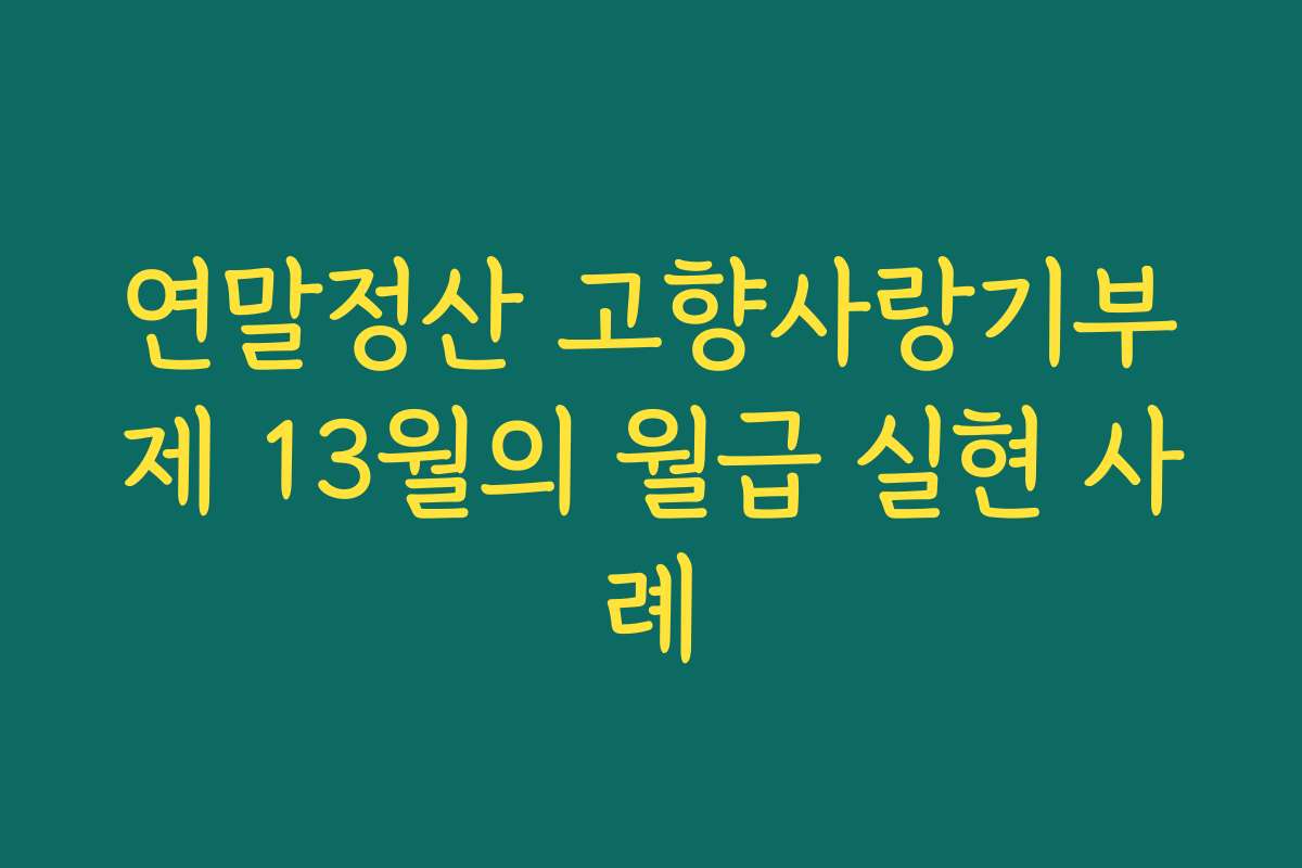 연말정산 고향사랑기부제 13월의 월급 실현 사례