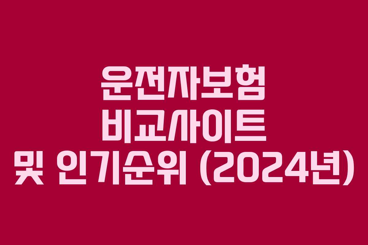 운전자보험 비교사이트 및 인기순위 (2024년)