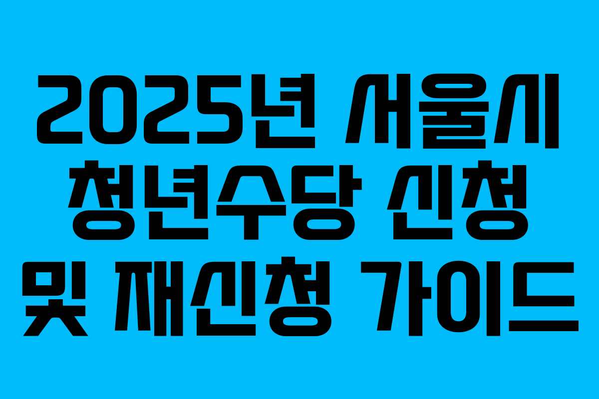 2025년 서울시 청년수당 신청 및 재신청 가이드