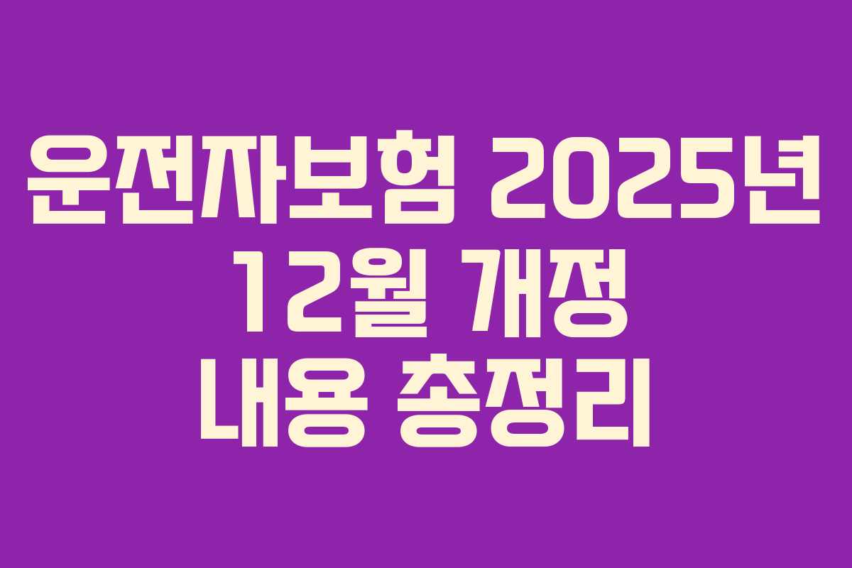 운전자보험 2025년 12월 개정 내용 총정리