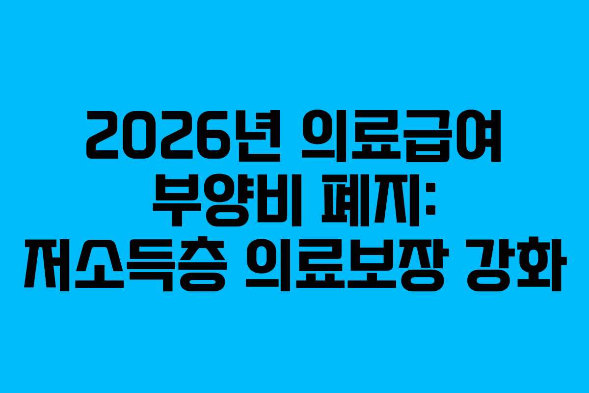 2026년 의료급여 부양비 폐지: 저소득층 의료보장 강화