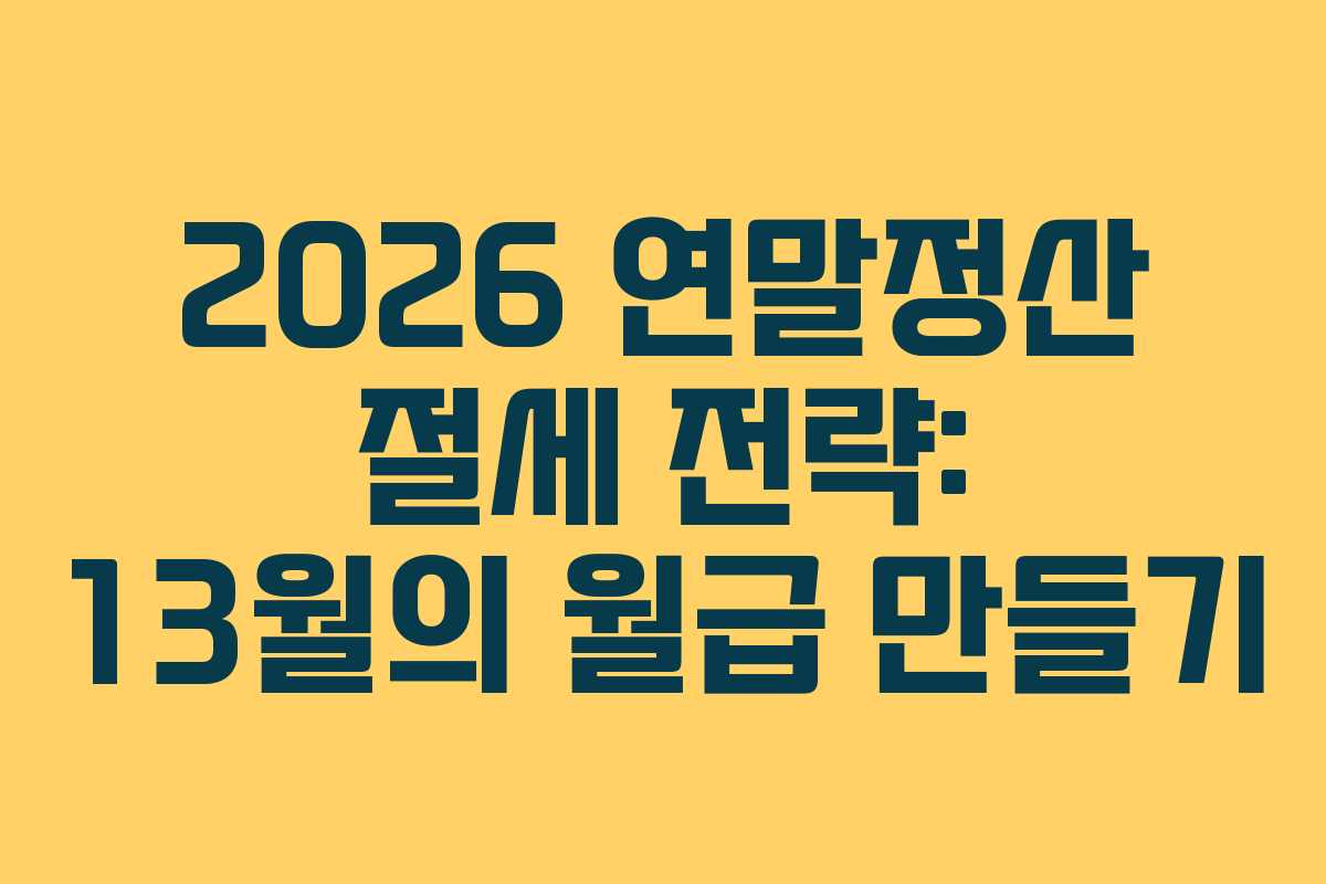 2026 연말정산 절세 전략: 13월의 월급 만들기