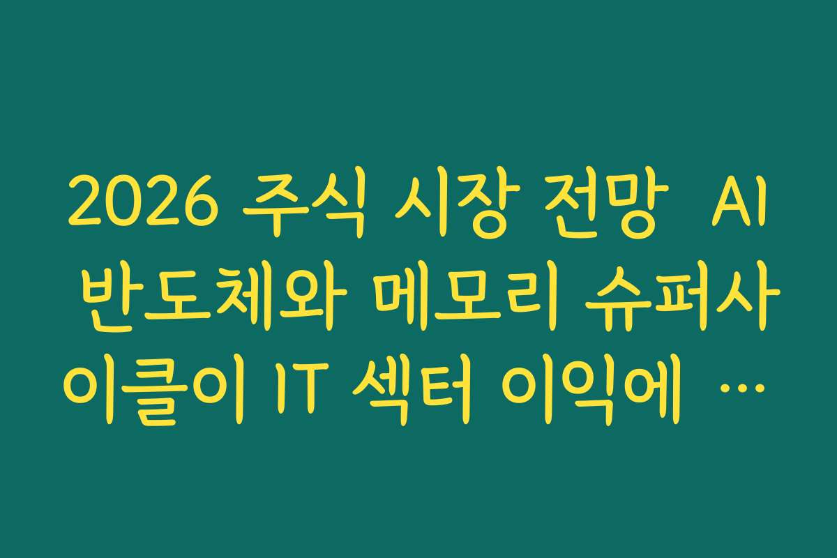 2026 주식 시장 전망  AI 반도체와 메모리 슈퍼사이클이 IT 섹터 이익에 주는 효과 분석
