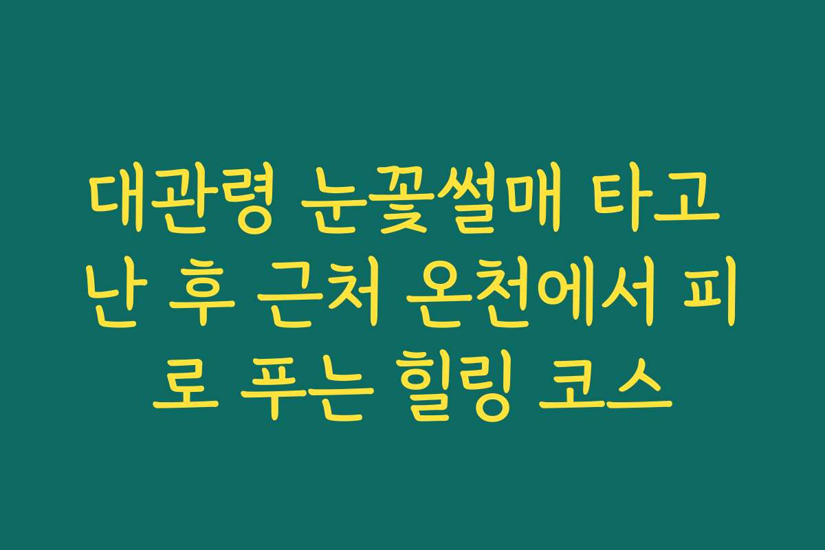 대관령 눈꽃썰매 타고 난 후 근처 온천에서 피로 푸는 힐링 코스
