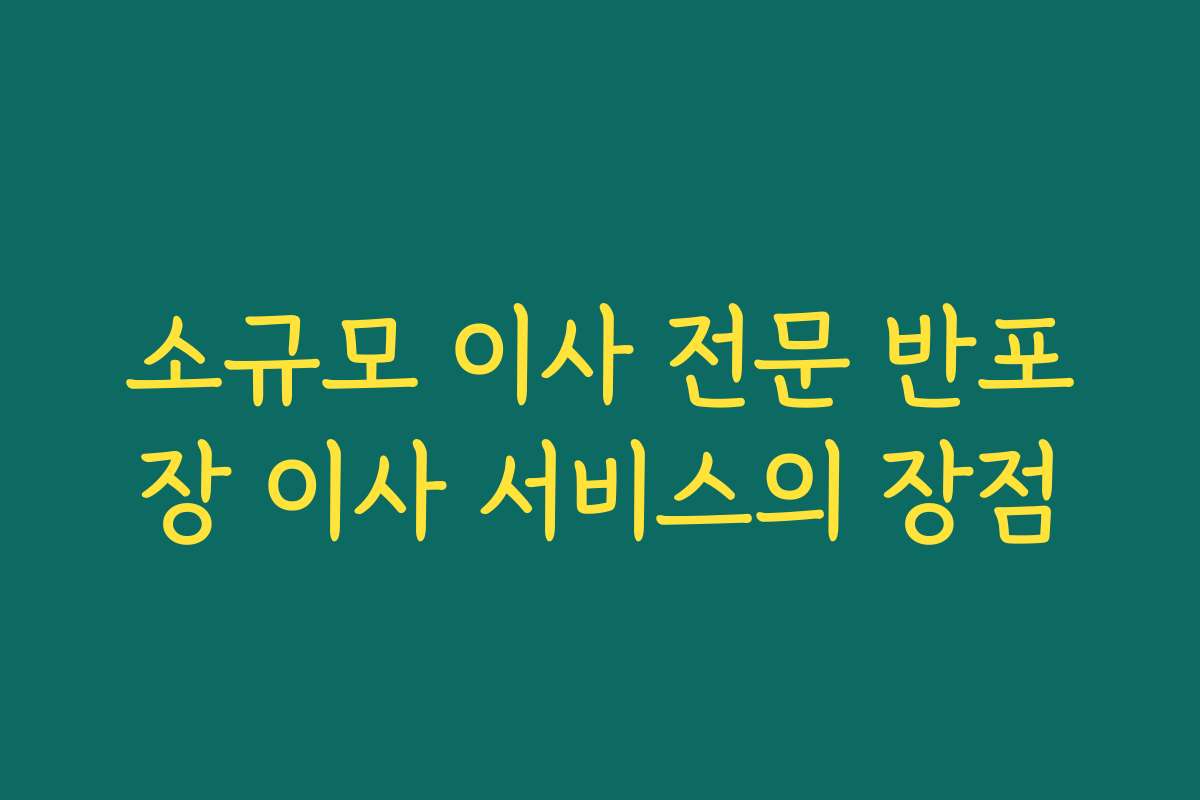 소규모 이사 전문 반포장 이사 서비스의 장점
