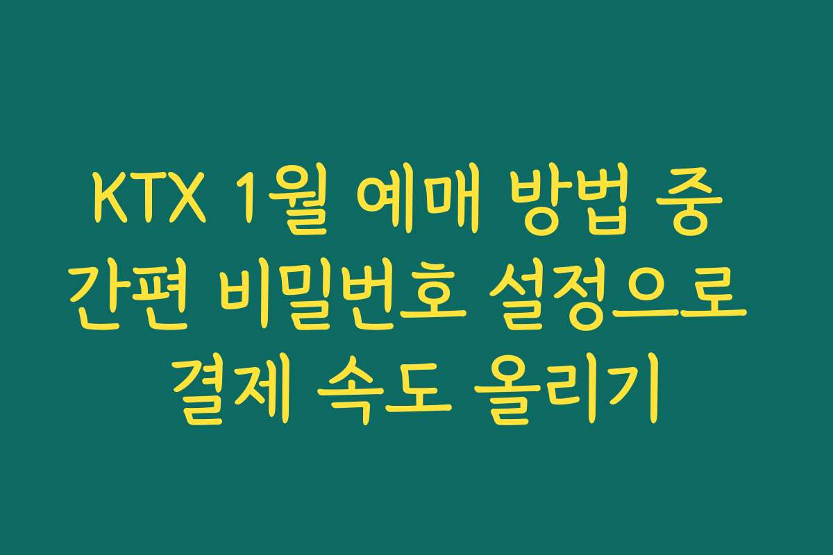 KTX 1월 예매 방법 중 간편 비밀번호 설정으로 결제 속도 올리기