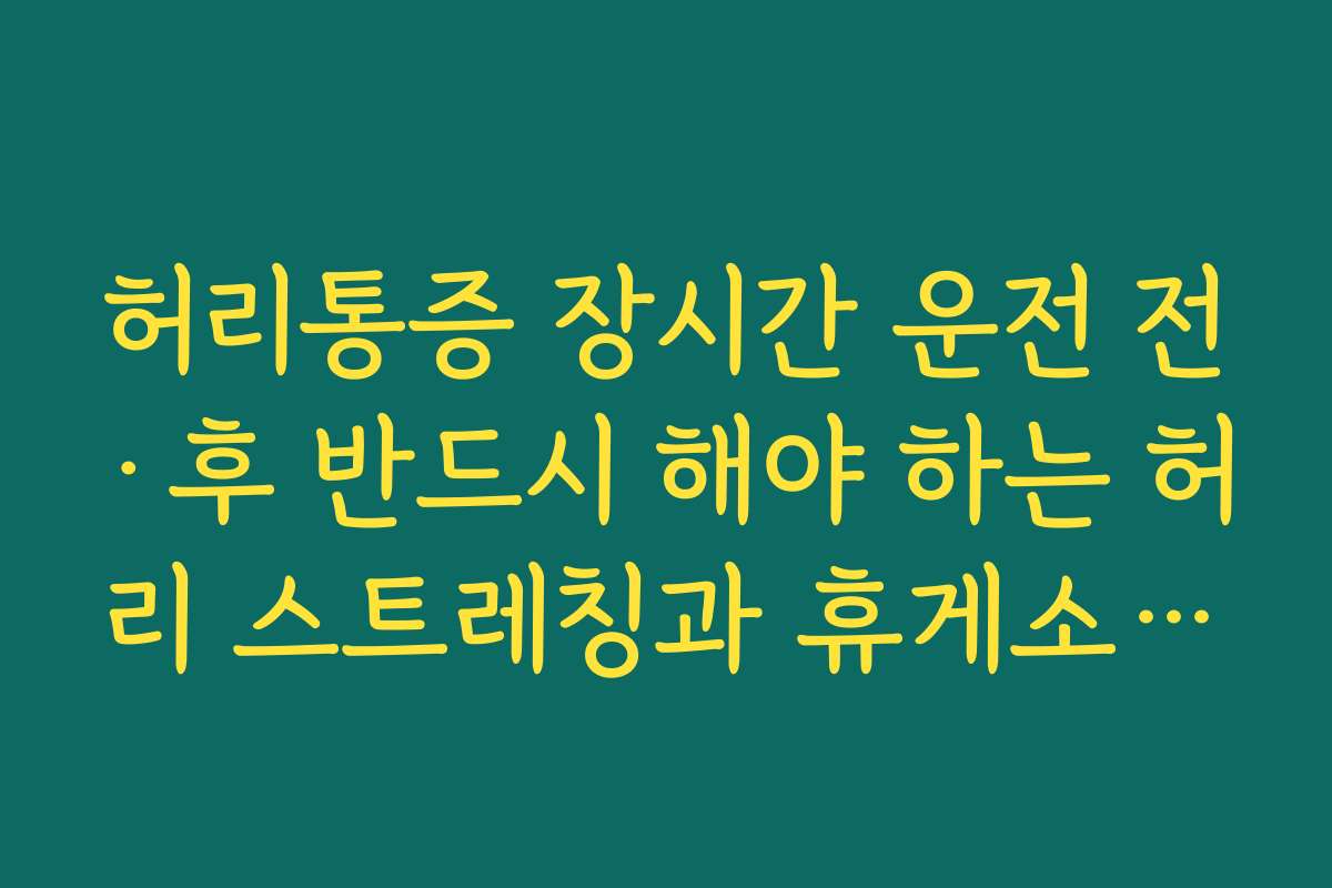 허리통증 장시간 운전 전&middot;후 반드시 해야 하는 허리 스트레칭과 휴게소 활용 팁