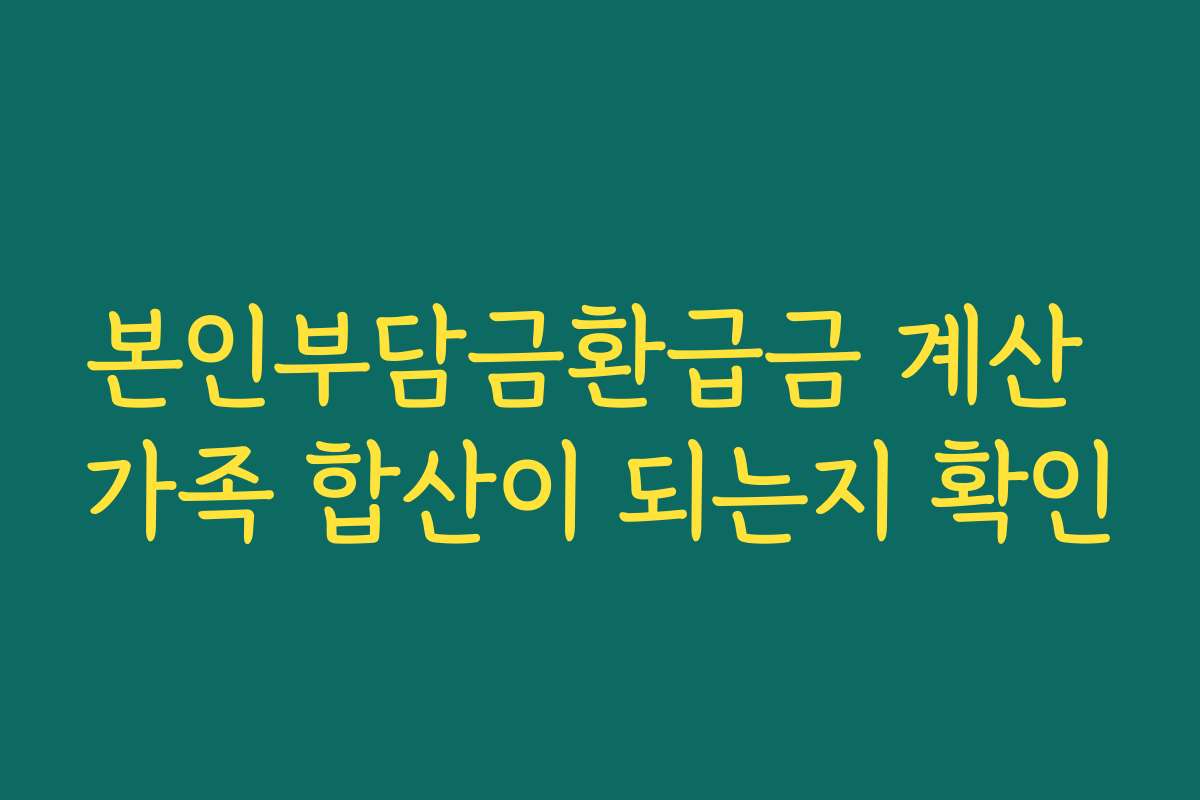 본인부담금환급금 계산 가족 합산이 되는지 확인