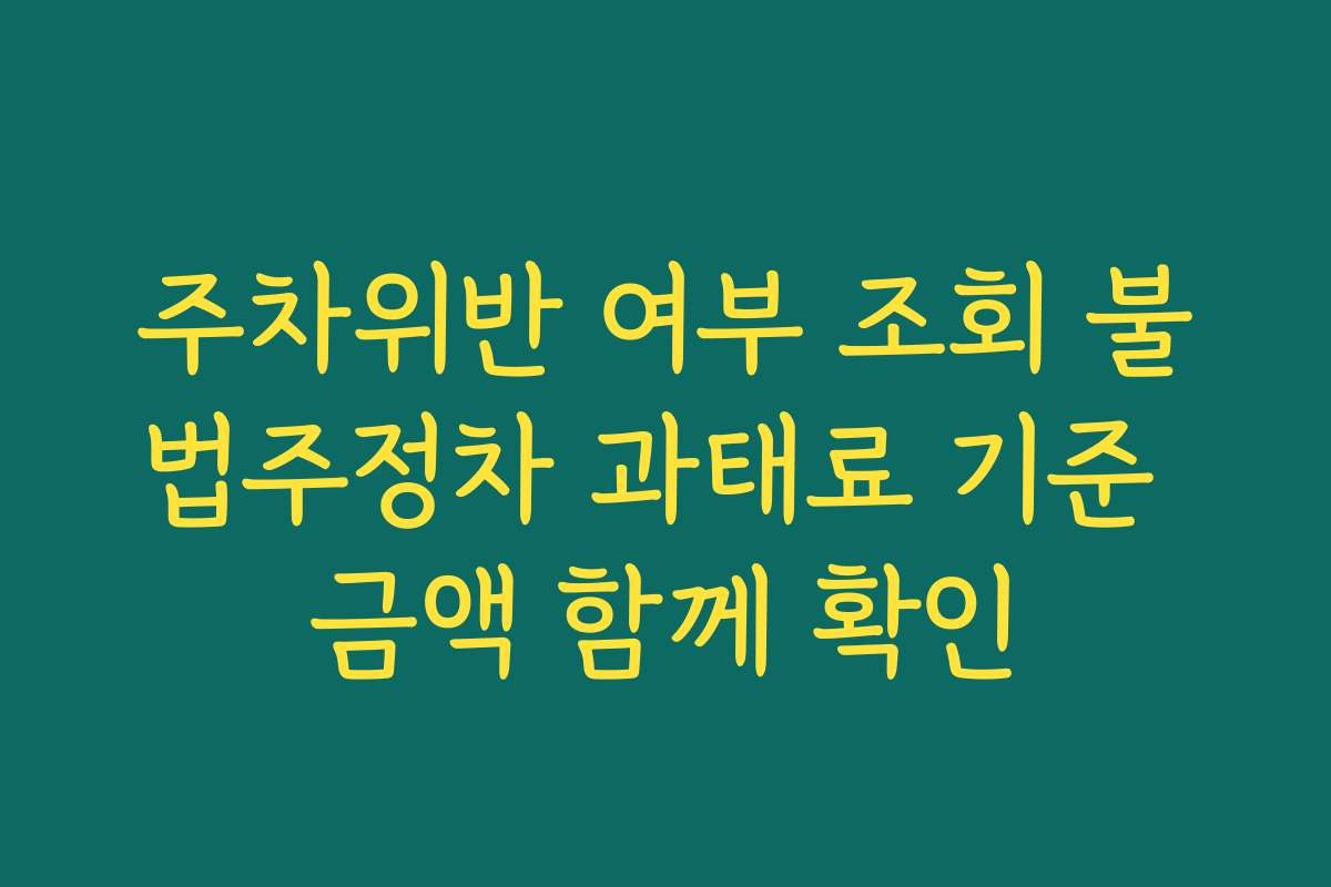 주차위반 여부 조회 불법주정차 과태료 기준 금액 함께 확인