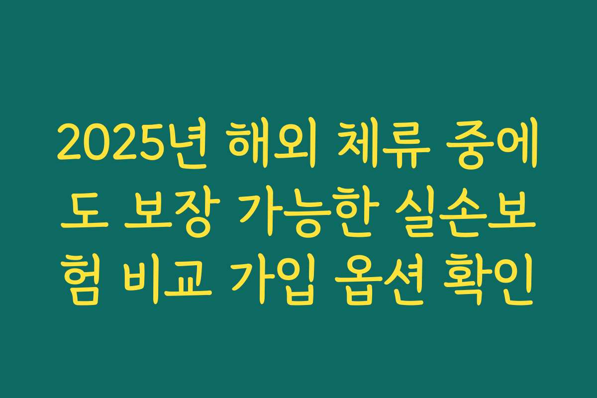 2025년 해외 체류 중에도 보장 가능한 실손보험 비교 가입 옵션 확인