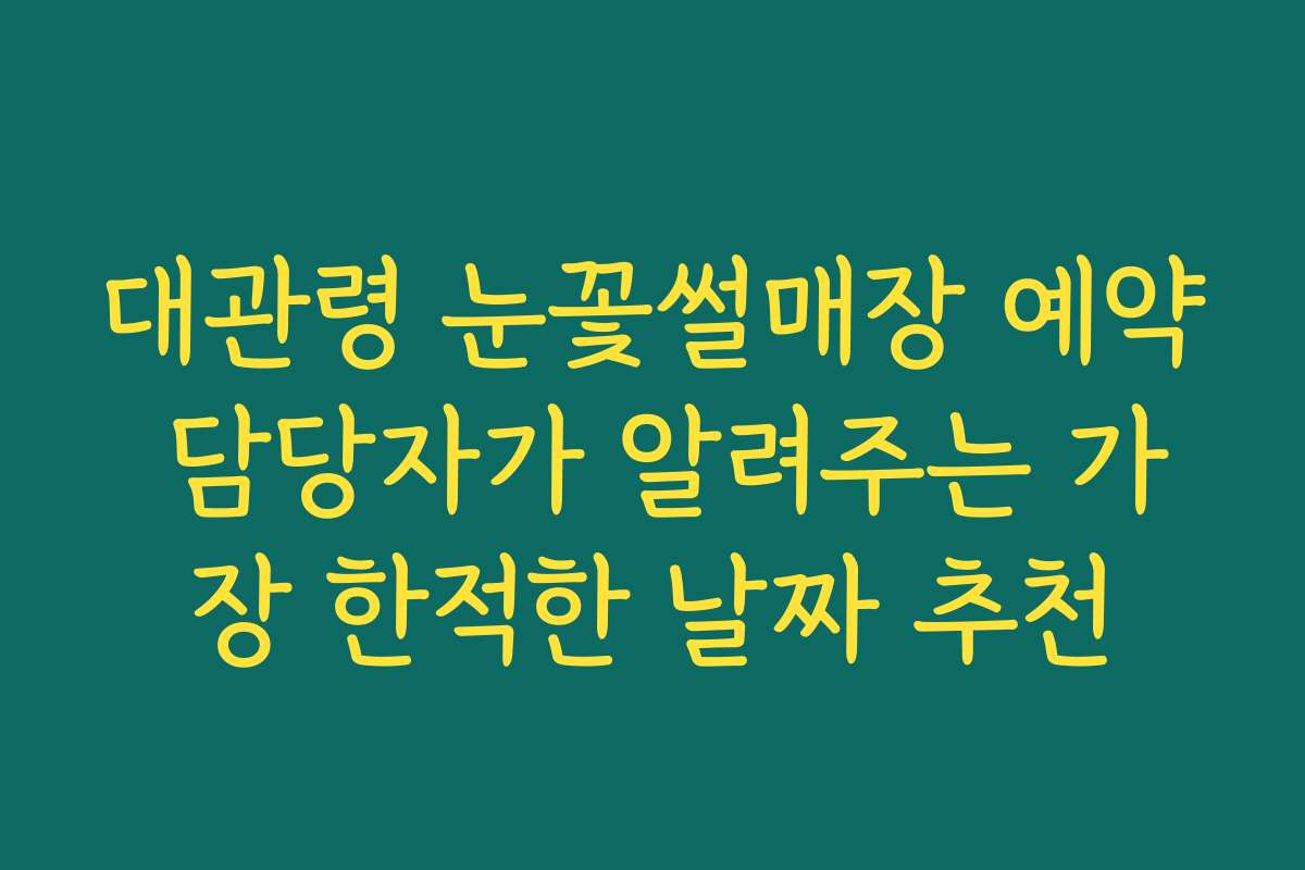 대관령 눈꽃썰매장 예약 담당자가 알려주는 가장 한적한 날짜 추천