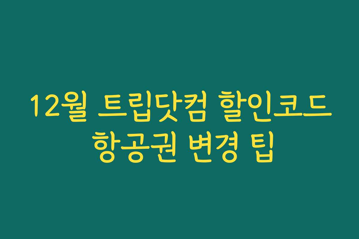 12월 트립닷컴 할인코드 항공권 변경 팁