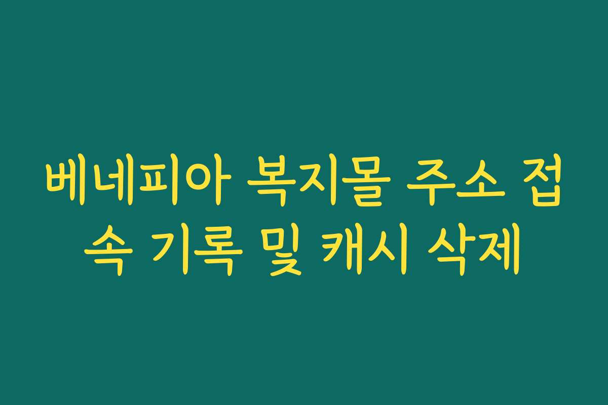 베네피아 복지몰 주소 접속 기록 및 캐시 삭제