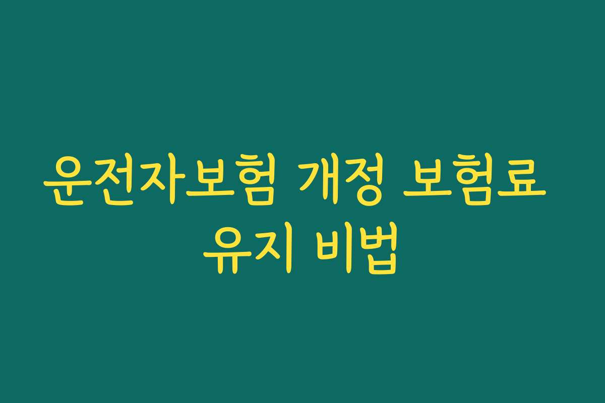 운전자보험 개정 보험료 유지 비법