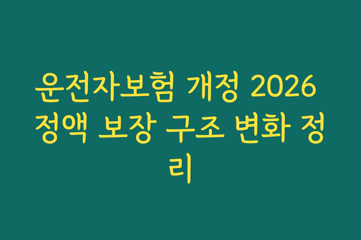 운전자보험 개정 2026 정액 보장 구조 변화 정리