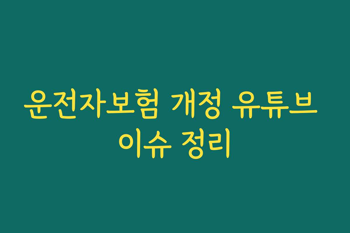 운전자보험 개정 유튜브 이슈 정리