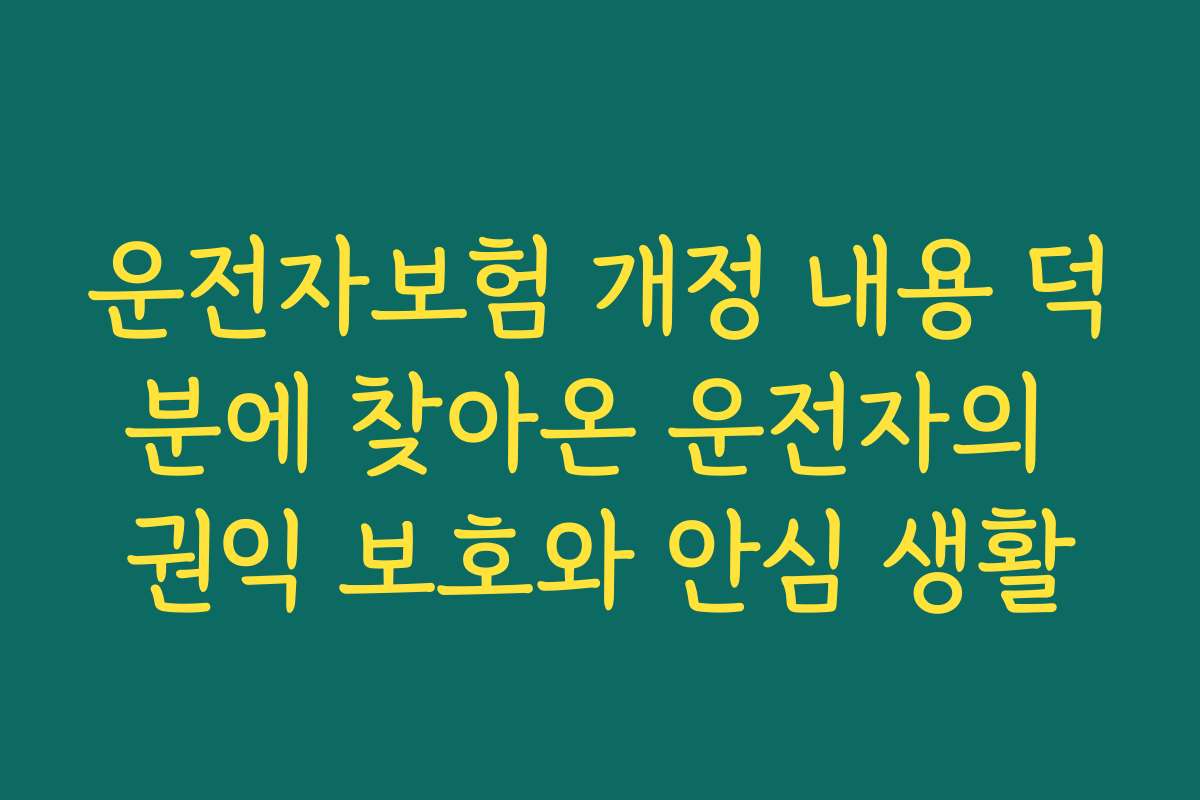운전자보험 개정 내용 덕분에 찾아온 운전자의 권익 보호와 안심 생활