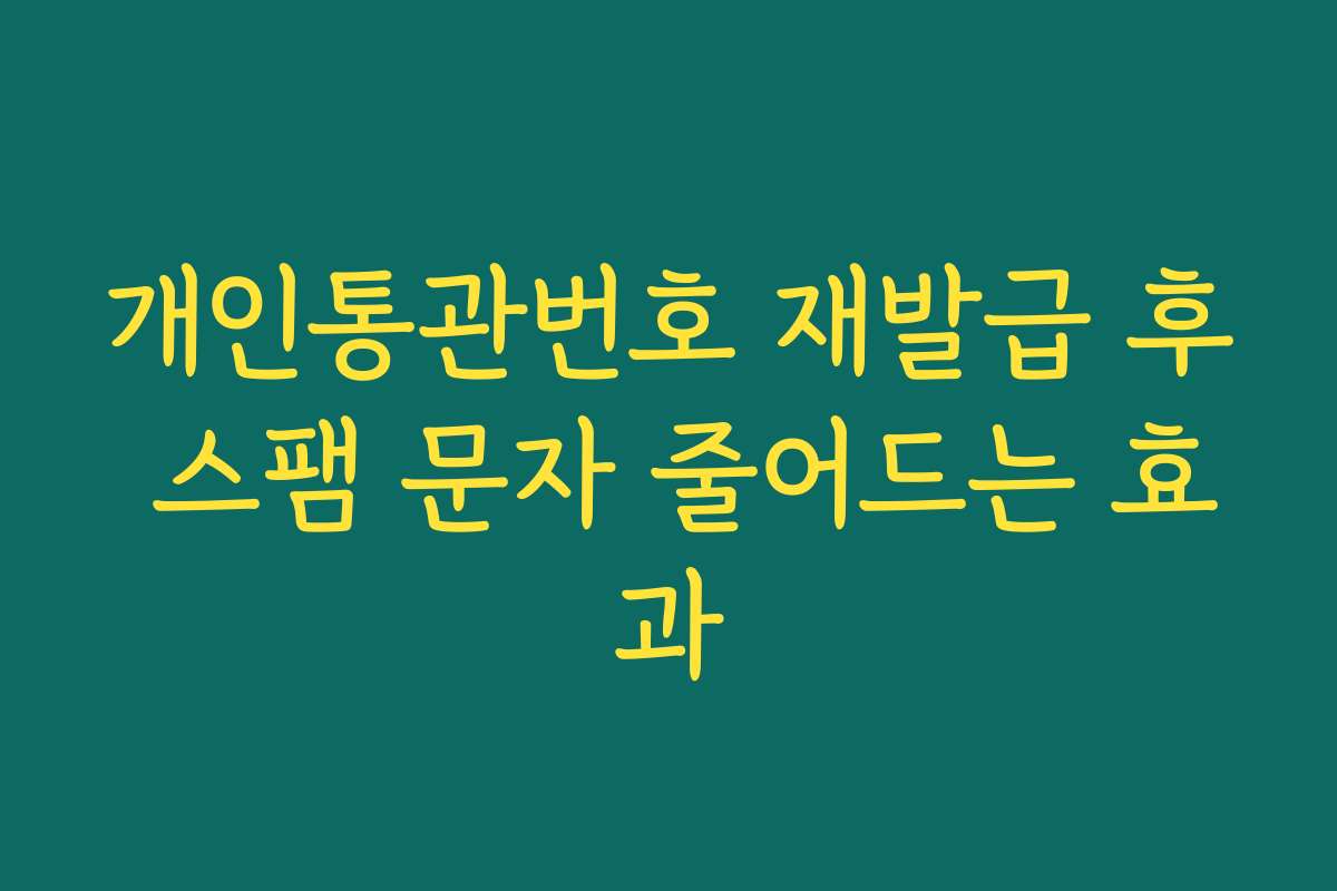 개인통관번호 재발급 후 스팸 문자 줄어드는 효과