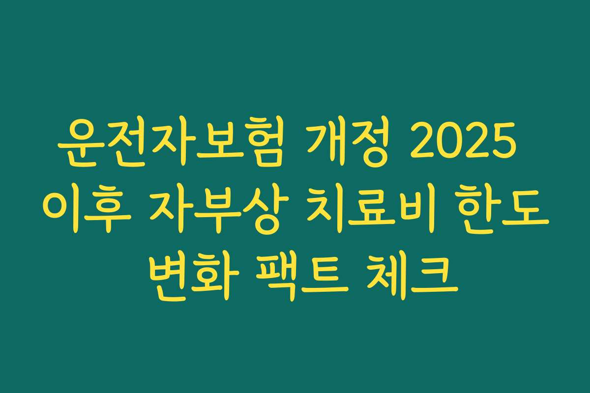 운전자보험 개정 2025 이후 자부상 치료비 한도 변화 팩트 체크