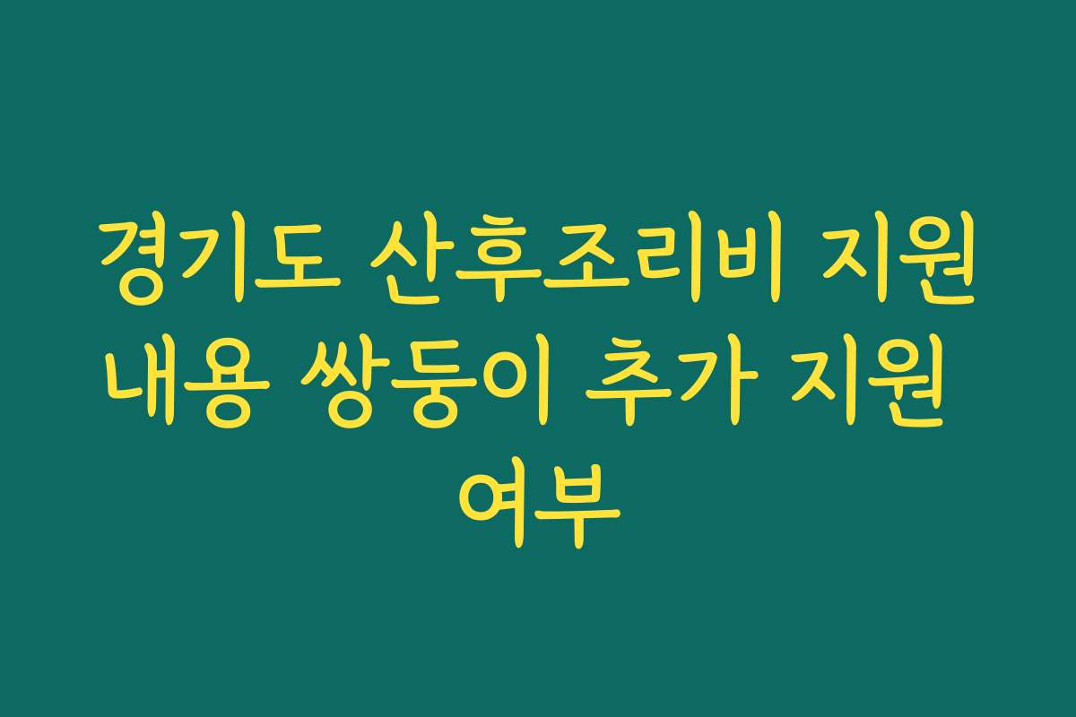 경기도 산후조리비 지원내용 쌍둥이 추가 지원 여부