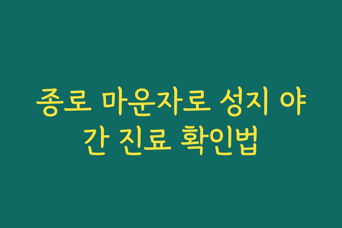 종로 마운자로 성지 야간 진료 확인법
