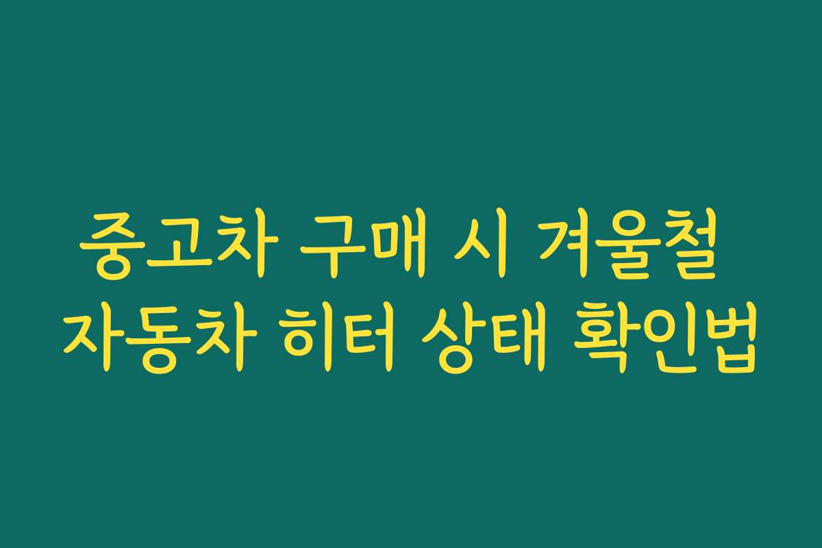 중고차 구매 시 겨울철 자동차 히터 상태 확인법