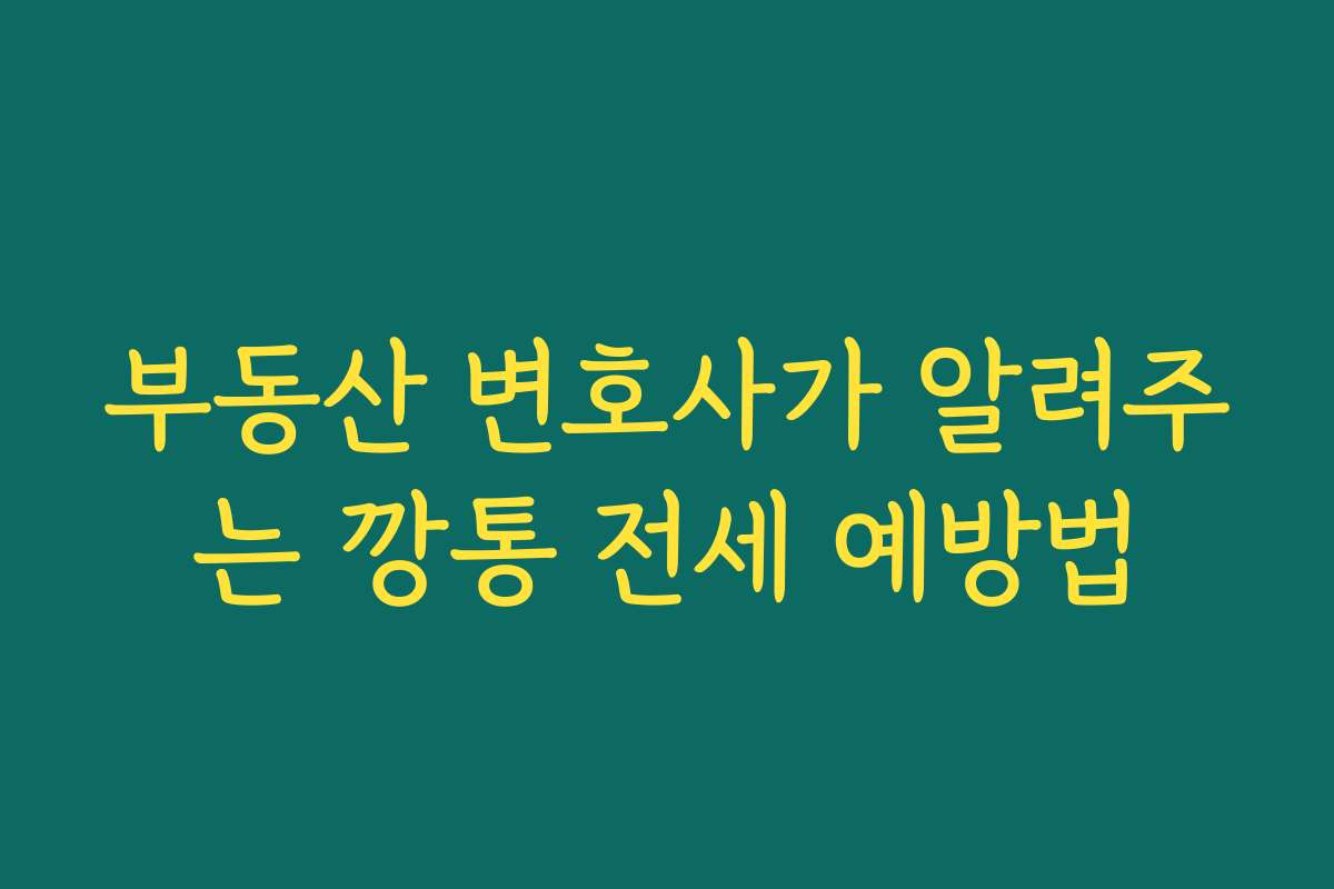 부동산 변호사가 알려주는 깡통 전세 예방법