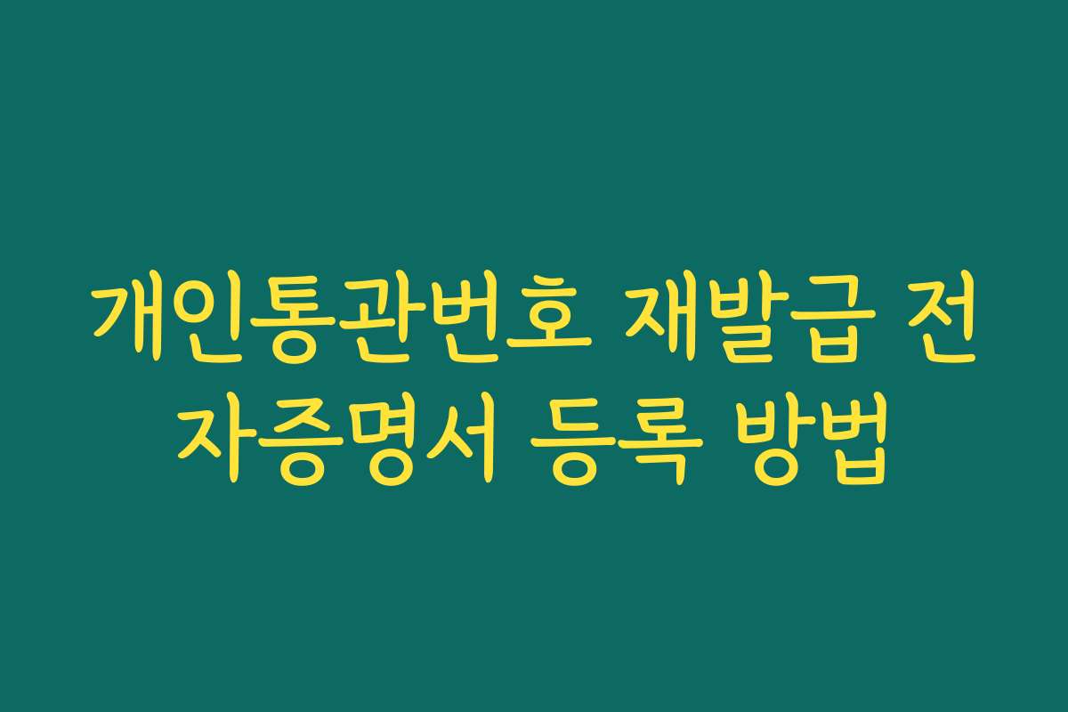개인통관번호 재발급 전자증명서 등록 방법
