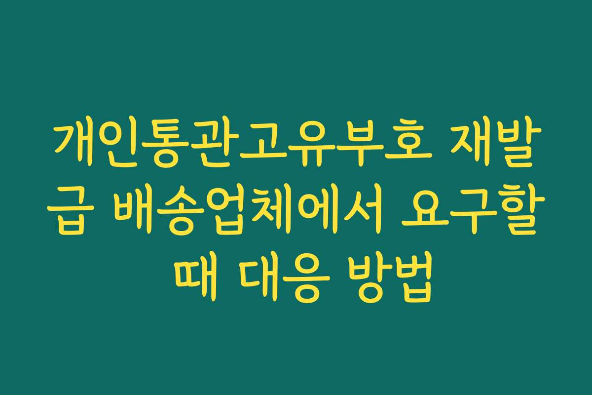 개인통관고유부호 재발급 배송업체에서 요구할 때 대응 방법