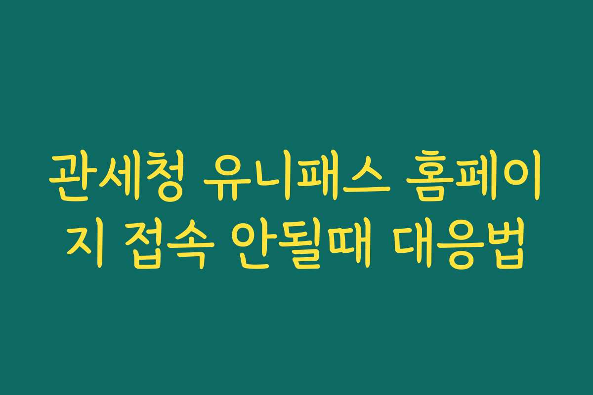 관세청 유니패스 홈페이지 접속 안될때 대응법