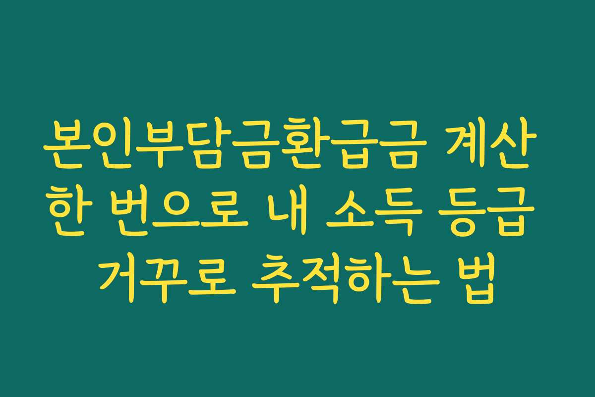 본인부담금환급금 계산 한 번으로 내 소득 등급 거꾸로 추적하는 법