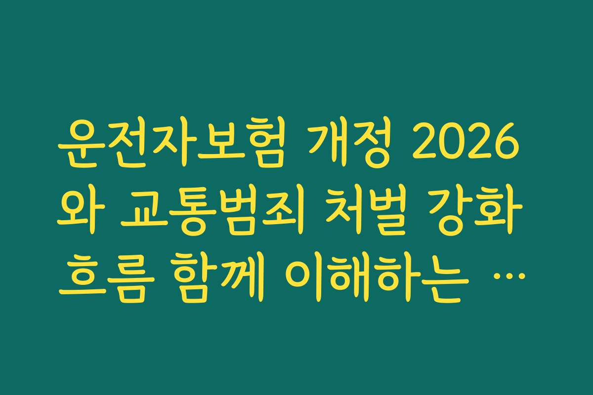 운전자보험 개정 2026 와 교통범죄 처벌 강화 흐름 함께 이해하는 방법