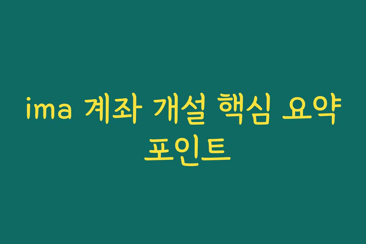 ima 계좌 개설 핵심 요약 포인트