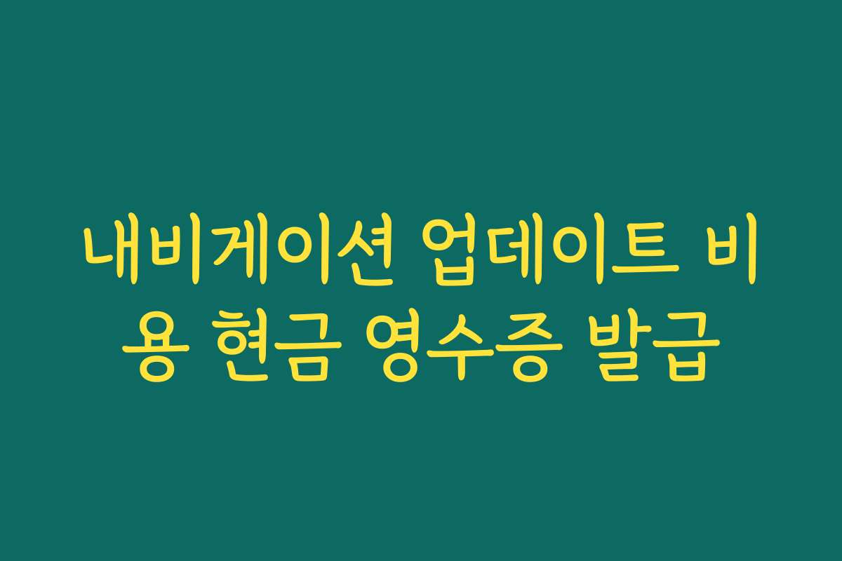 내비게이션 업데이트 비용 현금 영수증 발급