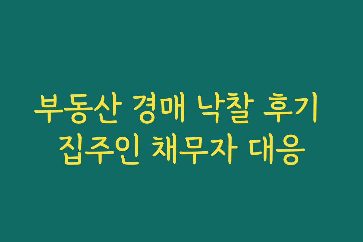 부동산 경매 낙찰 후기 집주인 채무자 대응