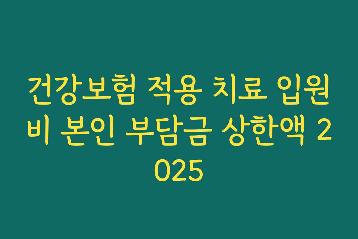 건강보험 적용 치료 입원비 본인 부담금 상한액 2025