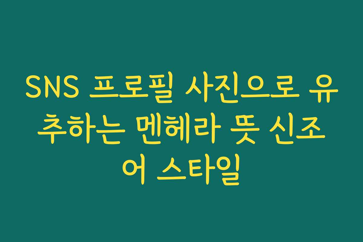 SNS 프로필 사진으로 유추하는 멘헤라 뜻 신조어 스타일
