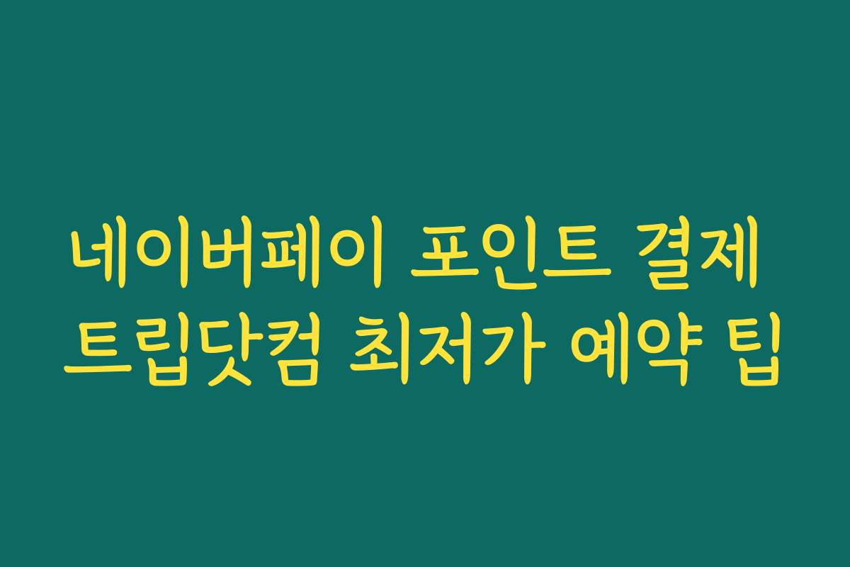 네이버페이 포인트 결제 트립닷컴 최저가 예약 팁