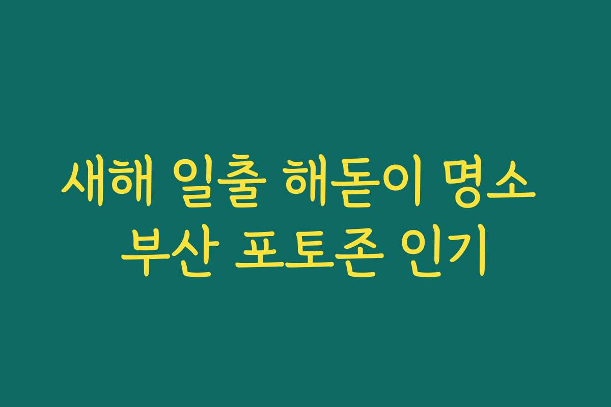 새해 일출 해돋이 명소 부산 포토존 인기