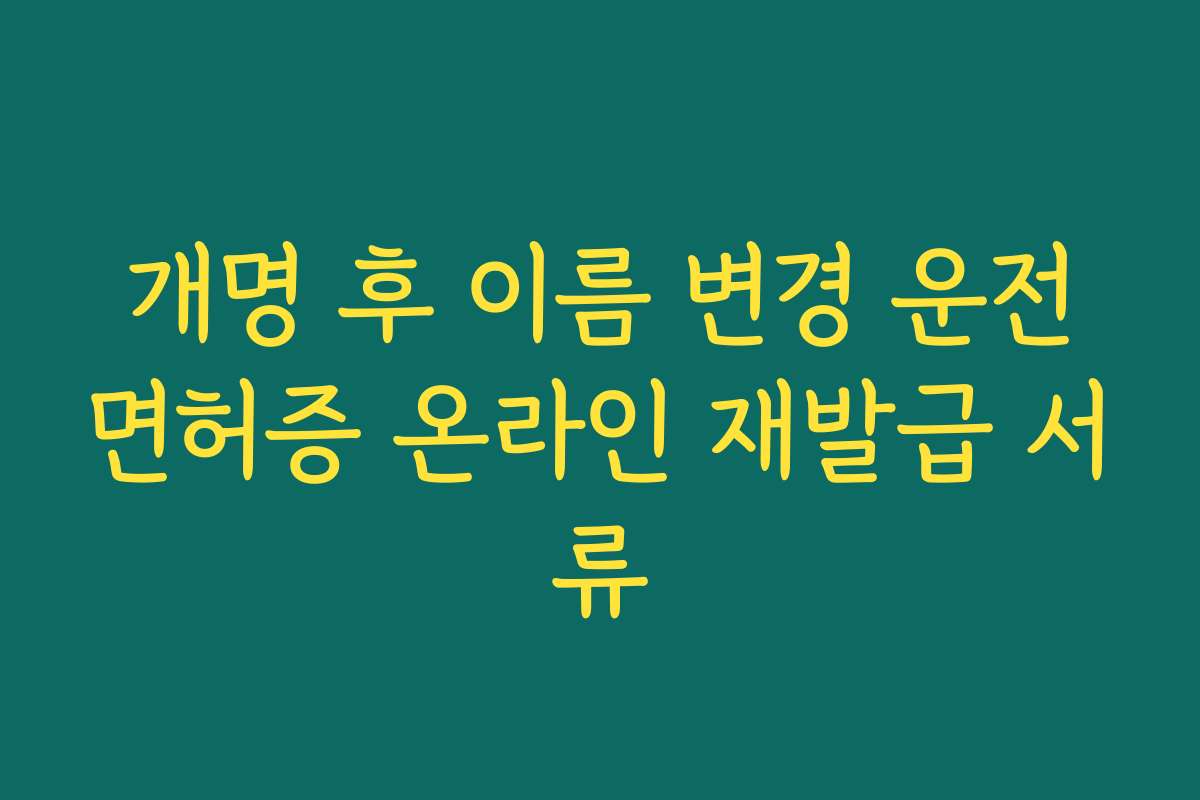 개명 후 이름 변경 운전면허증 온라인 재발급 서류
