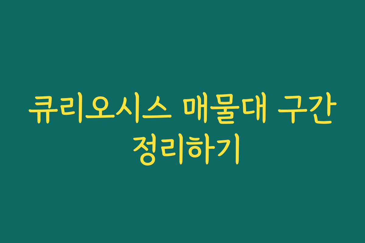 큐리오시스 매물대 구간 정리하기