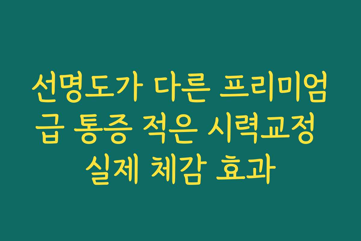선명도가 다른 프리미엄급 통증 적은 시력교정 실제 체감 효과