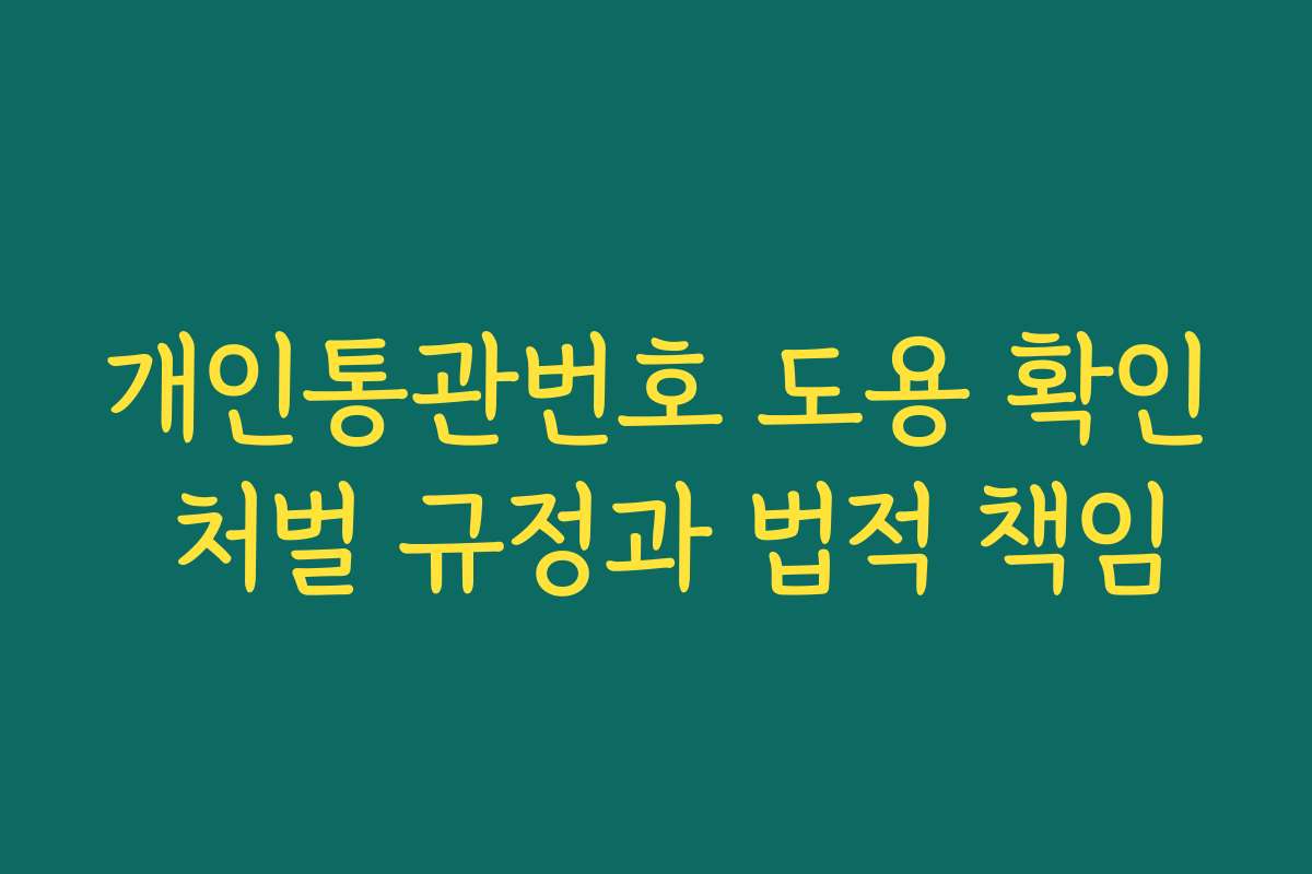 개인통관번호 도용 확인 처벌 규정과 법적 책임
