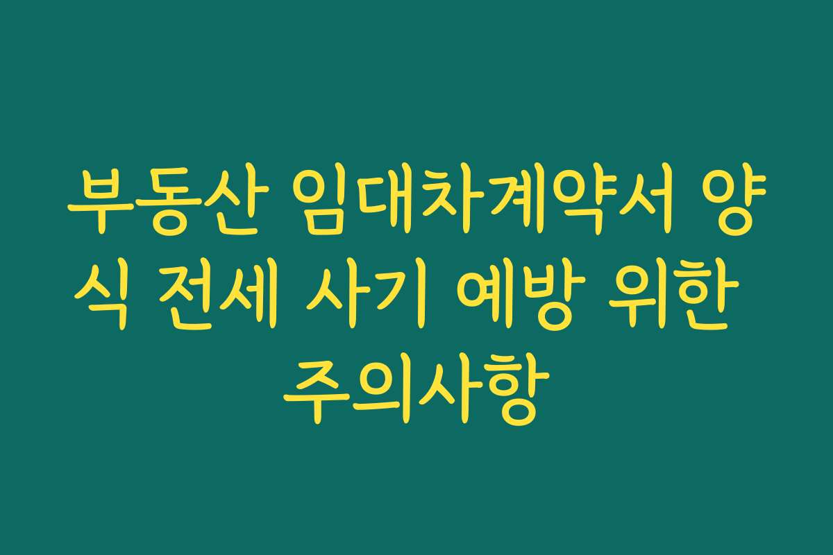 부동산 임대차계약서 양식 전세 사기 예방 위한 주의사항