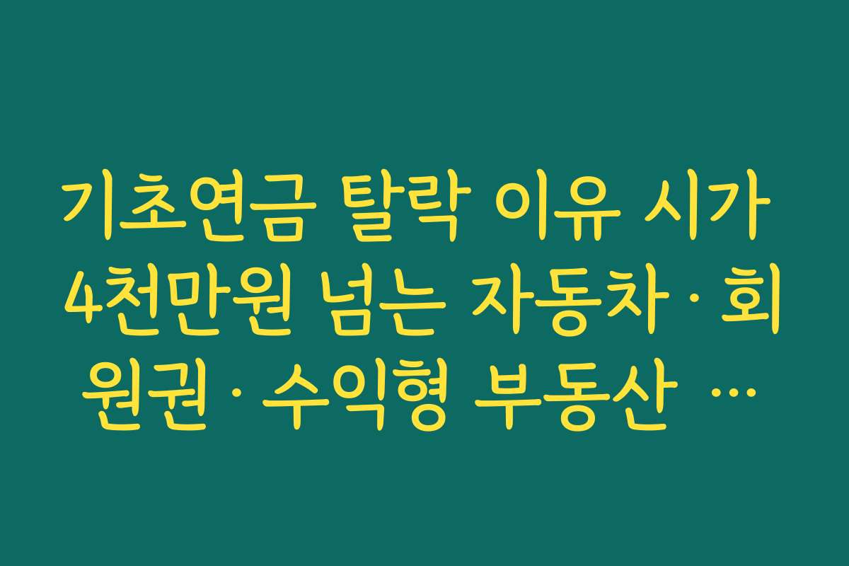 기초연금 탈락 이유 시가 4천만원 넘는 자동차·회원권·수익형 부동산 보유 사례