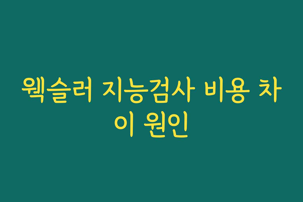 웩슬러 지능검사 비용 차이 원인