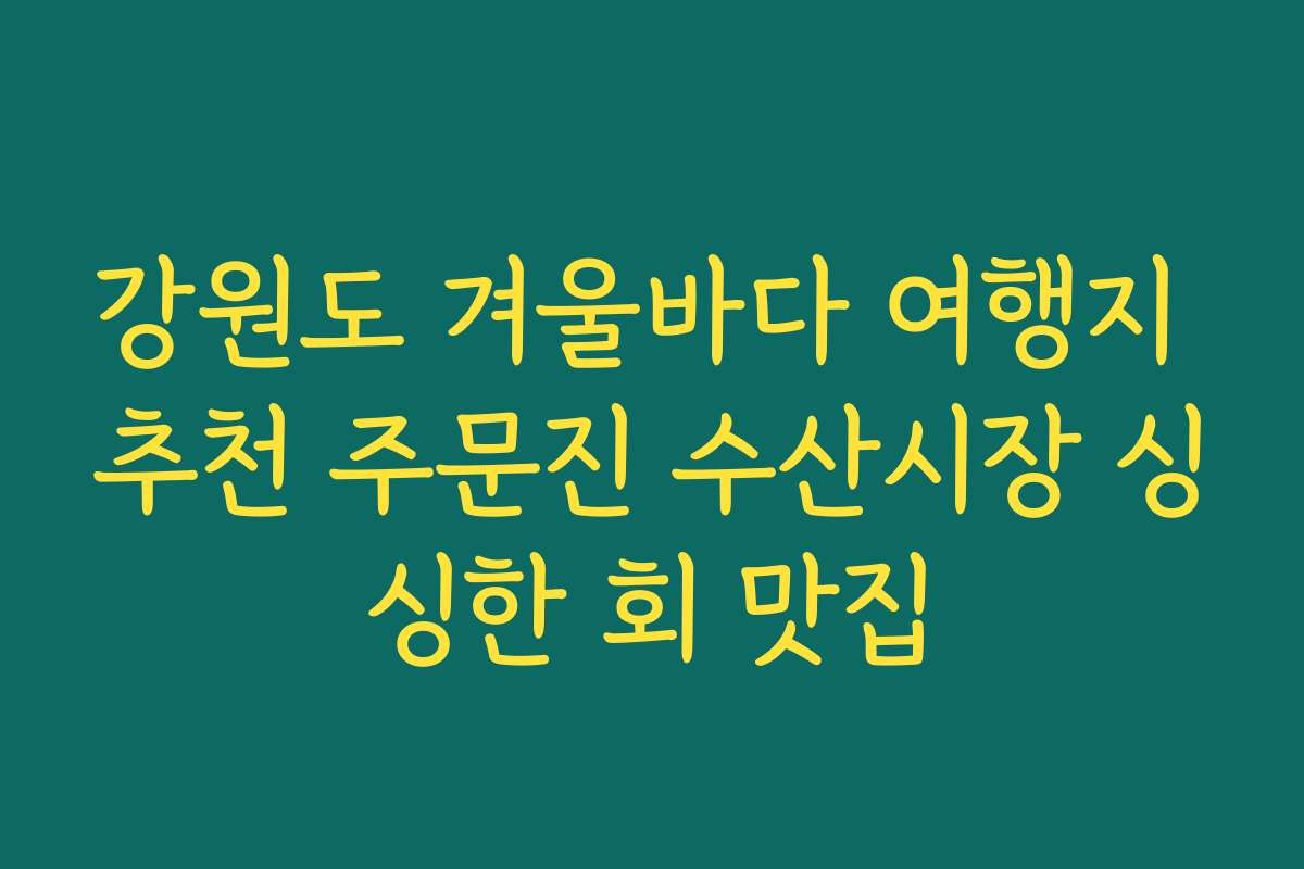 강원도 겨울바다 여행지 추천 주문진 수산시장 싱싱한 회 맛집