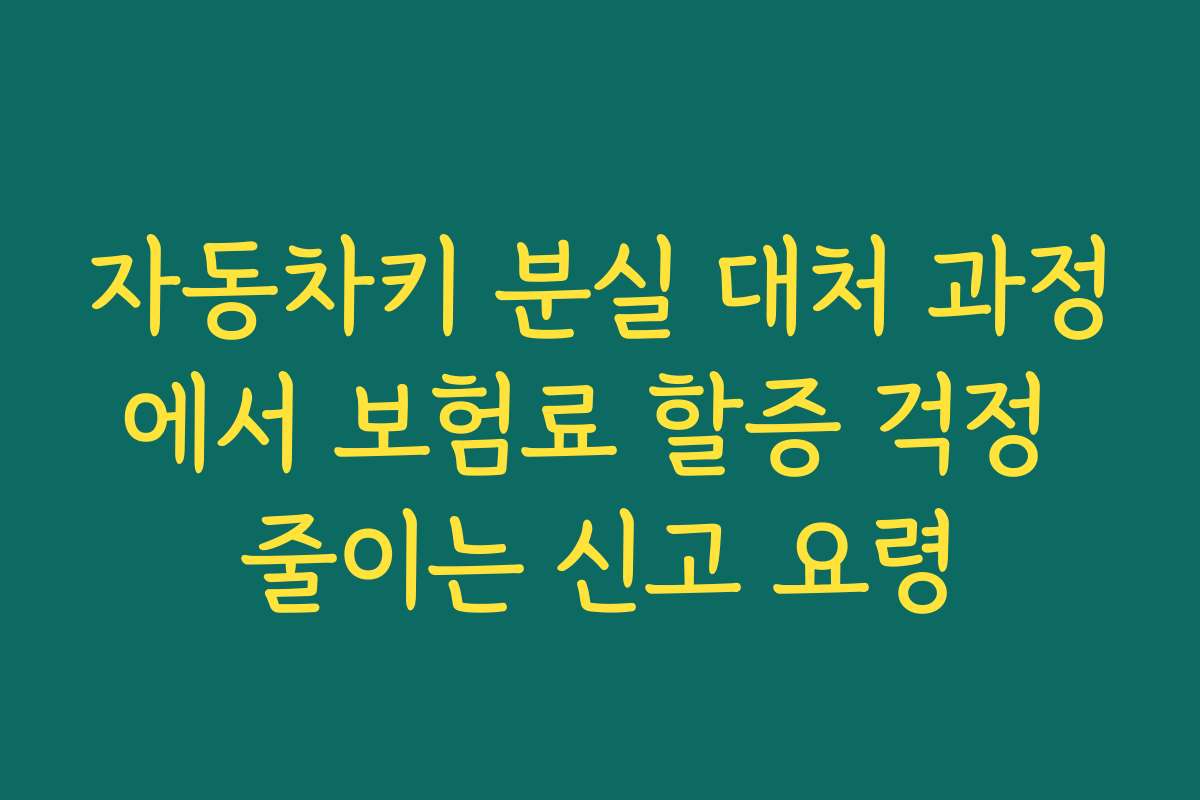 자동차키 분실 대처 과정에서 보험료 할증 걱정 줄이는 신고 요령