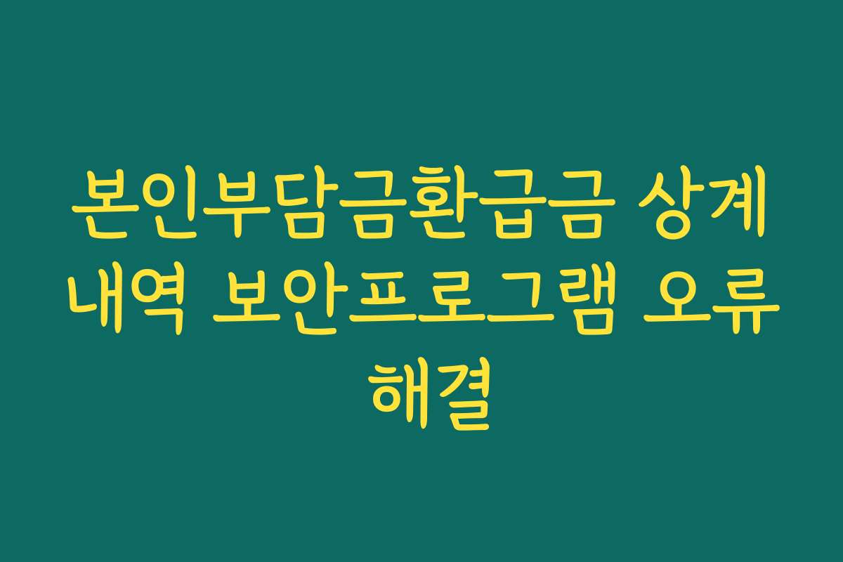 본인부담금환급금 상계내역 보안프로그램 오류 해결