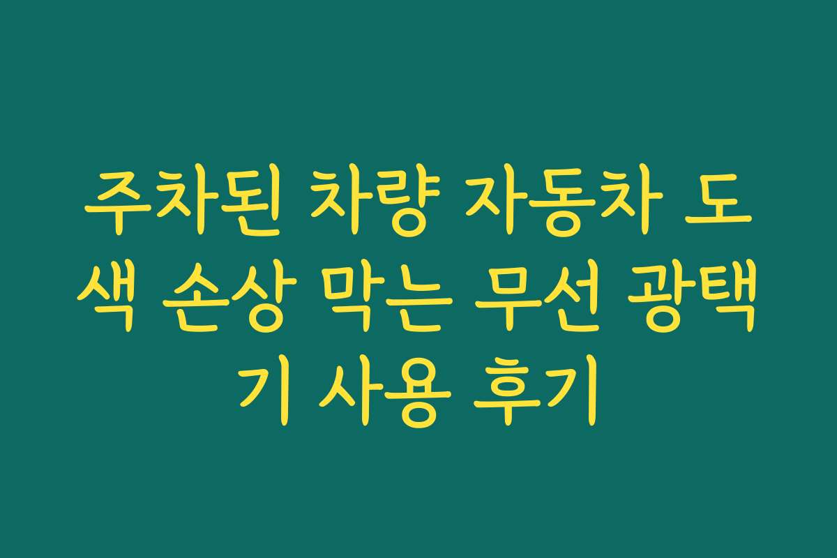 주차된 차량 자동차 도색 손상 막는 무선 광택기 사용 후기